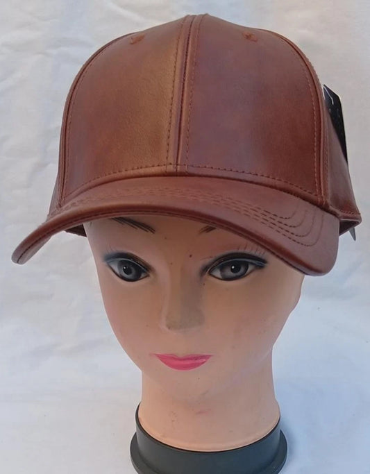 Carbon 212 Brown Faux Leather Baseball Cap Adjustable One Size Unisex Hat