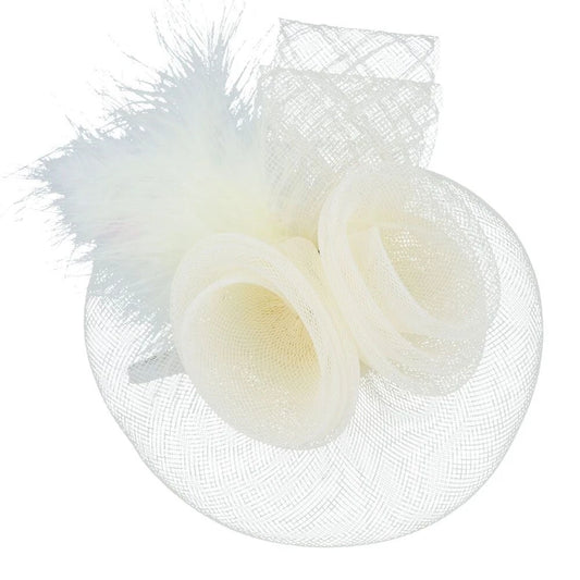 Maz Vintage Fascinator With Elegant Feather – Beige – One Size