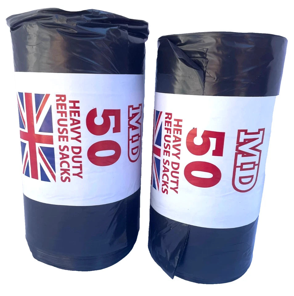 2x MD 50 Heavy Duty Refuse Sacks Rolls – 70x83cm Strong Bin Bags