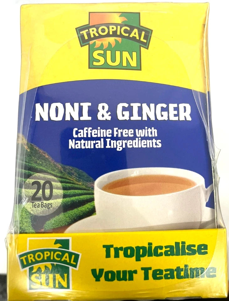 6 x Tropical Sun Noni Ginger Tea Caffeine-Free, 20 Tea Bags Each