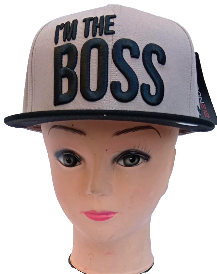 Carbon 212 “I’m The Boss” Grey Black Snapback Cap Flat Peak Hat One Size