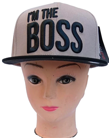 Carbon 212 “I’m The Boss” Grey Black Snapback Cap Flat Peak Hat One Size
