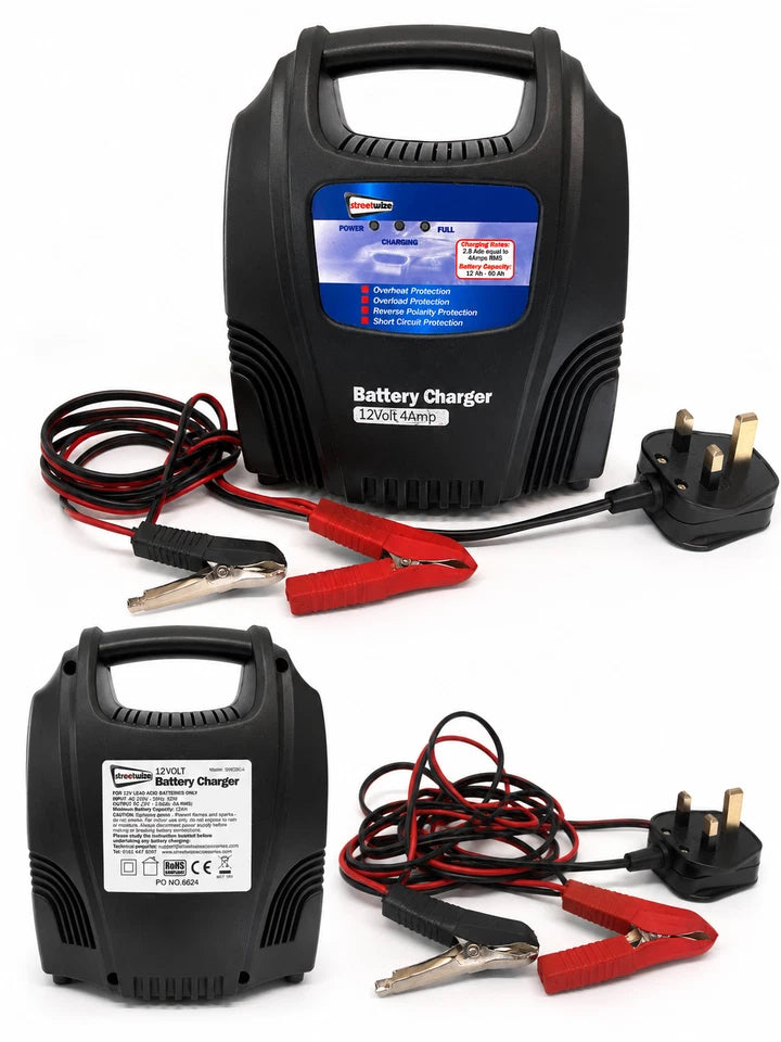 Streetwize 4 Amp 12 Volt Automatic Compact Car Battery Charger