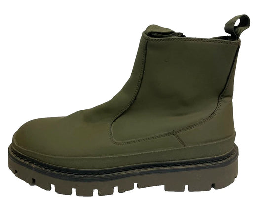 Green Rubber Ankle Boots UK 7 EU 41 Chunky Sole Zip