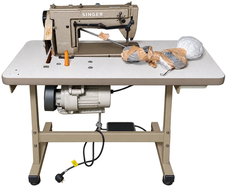 Singer 591 Industrial Sewing Machine With Table Motor Pedal - Belt Missing