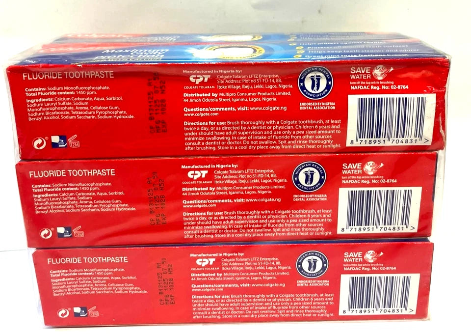 Colgate Maximum Cavity Protection Fluoride Toothpaste 130g Each - 3 Packs