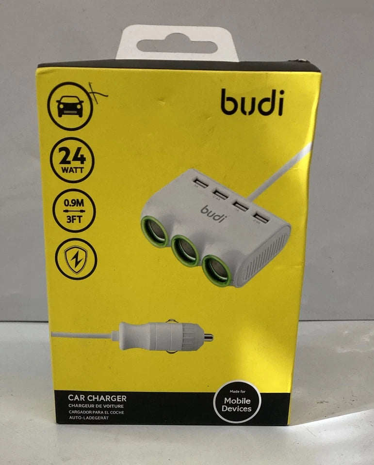 3 Way Car Cigarette Lighter Splitter 4 USB Charger 24W 12V Adapter