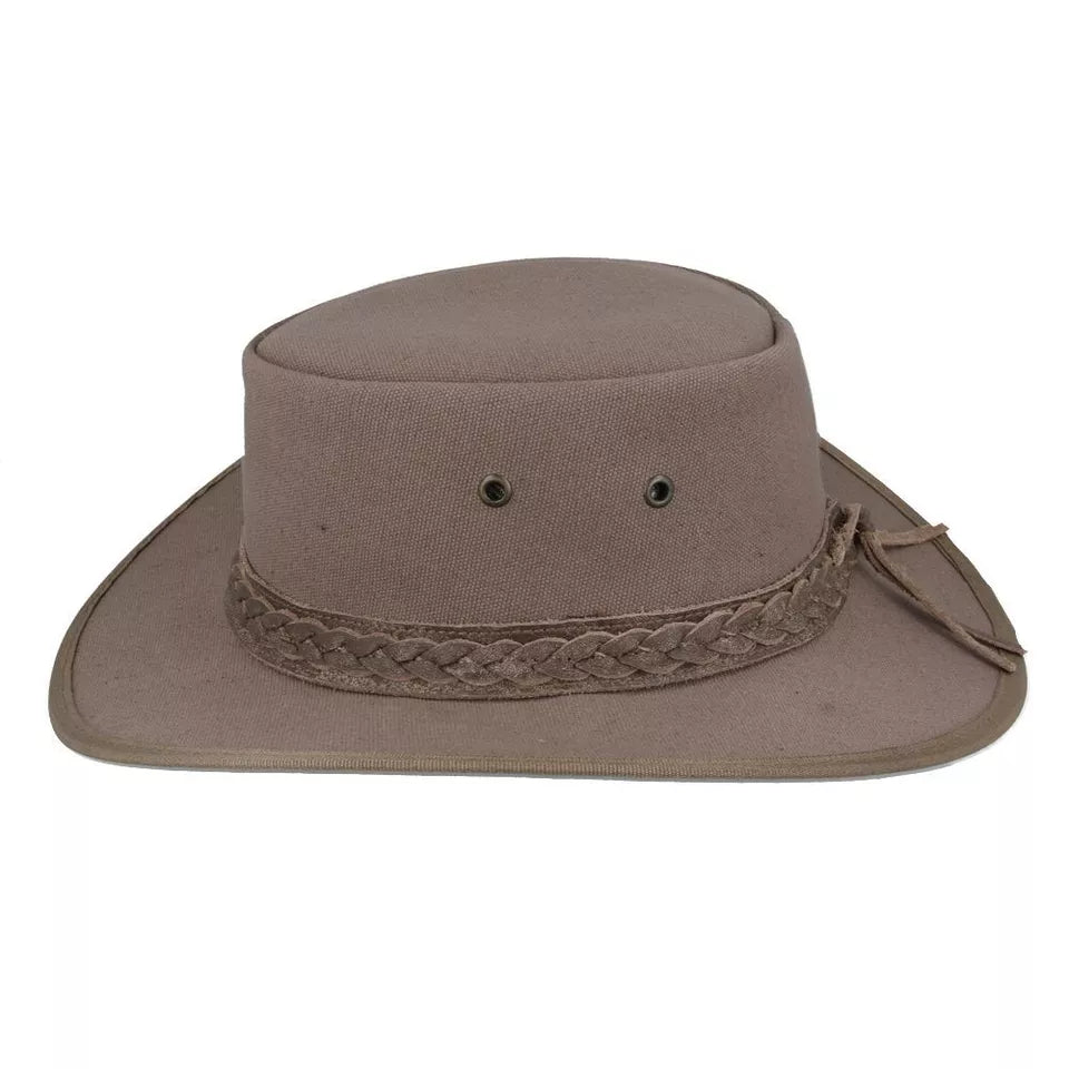 Waxed Canvas Australian Western Outback Cowboy Hat - Medium (58cm) -Brown