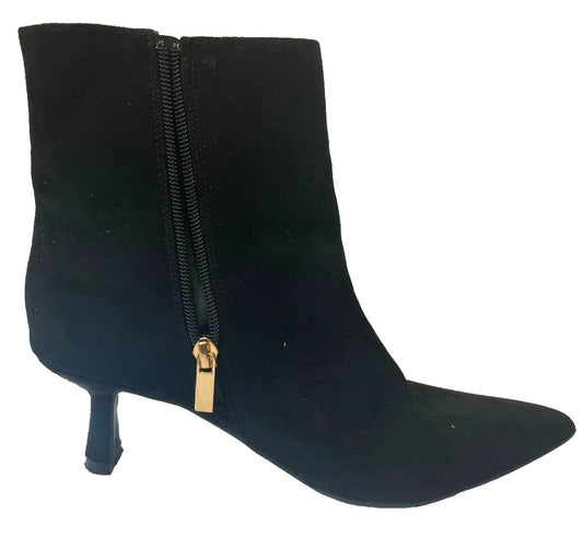 New Look Black Suede Kitten Heel Ankle Boots UK 5 EU 38