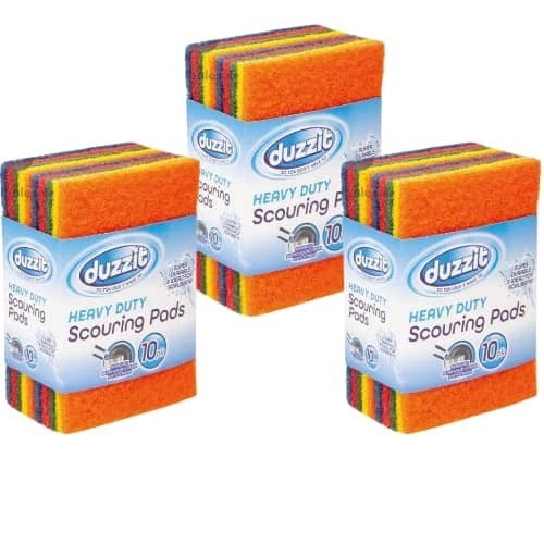 Duzzit Heavy Duty Scouring Pads – 3 Packs (30 Pads Total)