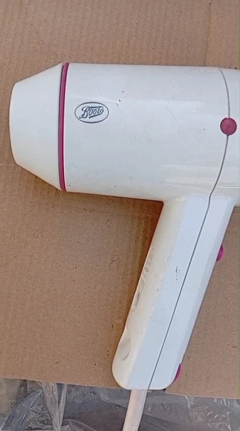 Boots 1200W Hair Dryer 240V White & Pink Compact Travel Hairdryer