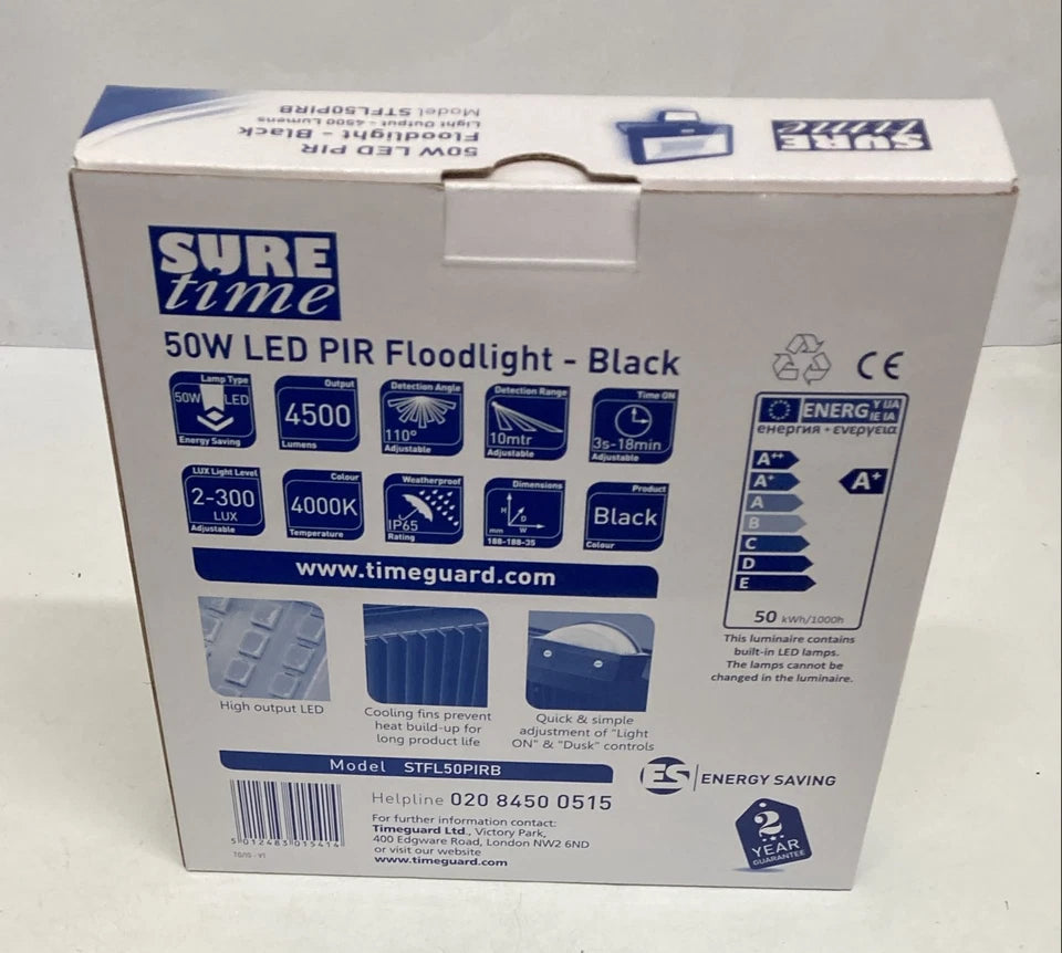50W LED PIR Floodlight 4500 Lumens IP65 Security Light STFL50PIRB