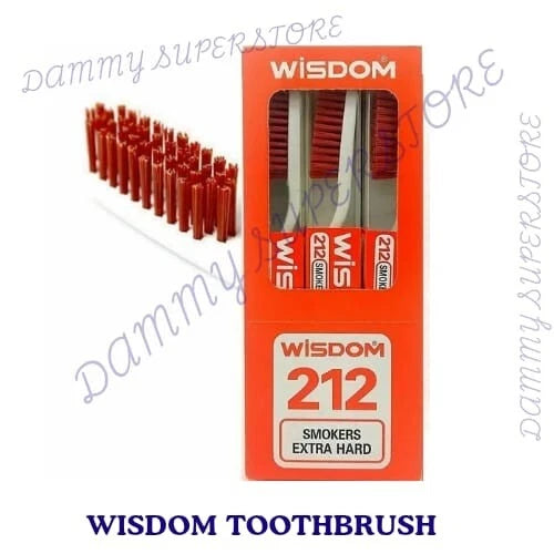 12 x Wisdom 212 Smokers Extra Hard Brown Bristle Toothbrush