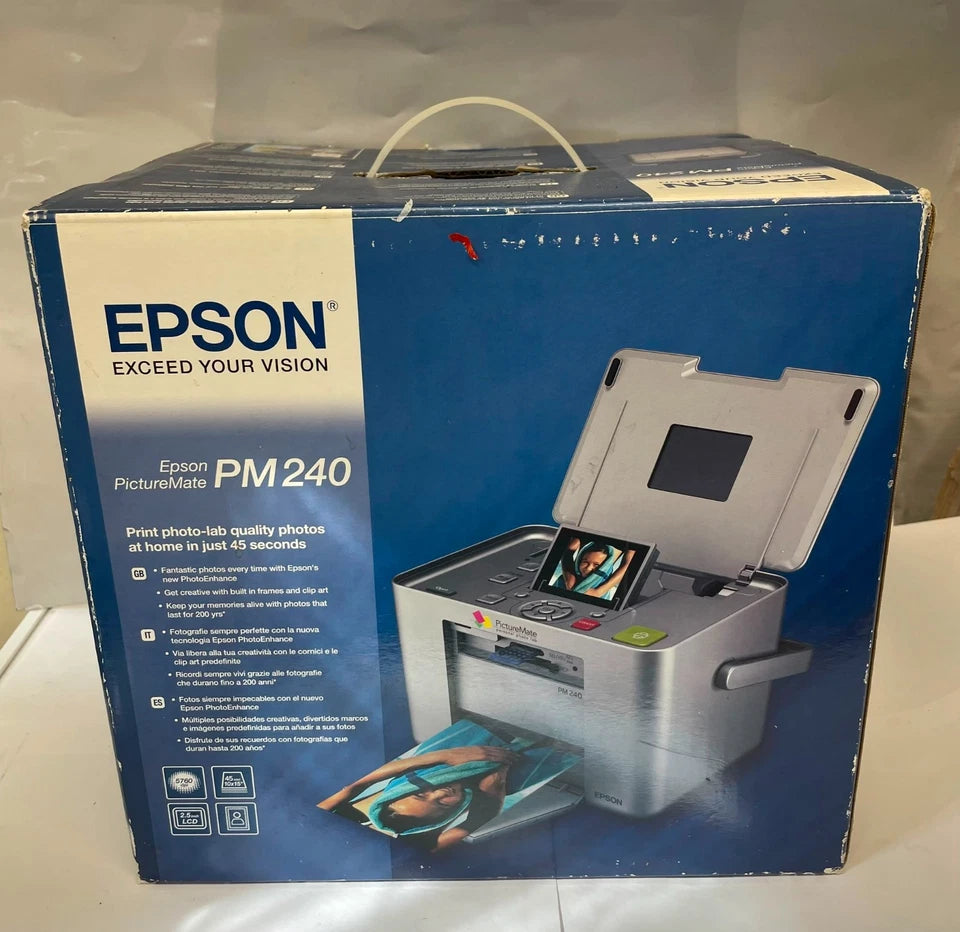 Epson PictureMate PM240 Compact Photo Printer Silver New