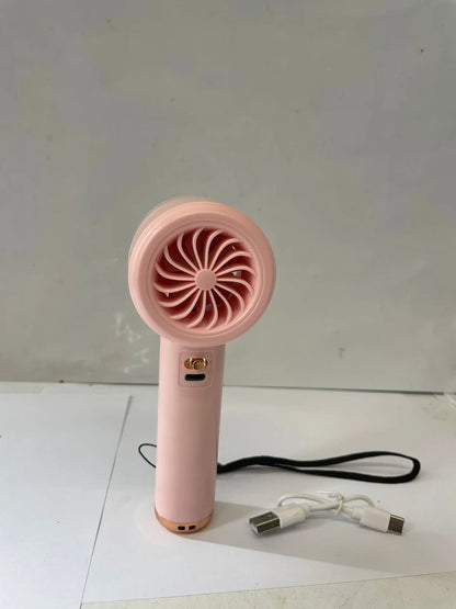 FAN Digital Handheld Small Fan Rechargeable Portable USB Cooling Fan with LED Display – Pink