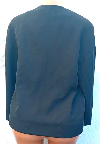 Zara Basic Black Zip Front Blouse Jacket Top UK M