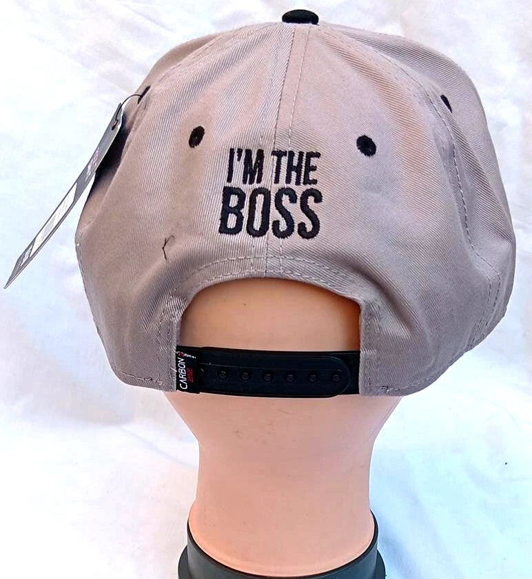 Carbon 212 “I’m The Boss” Grey Black Snapback Cap Flat Peak Hat One Size