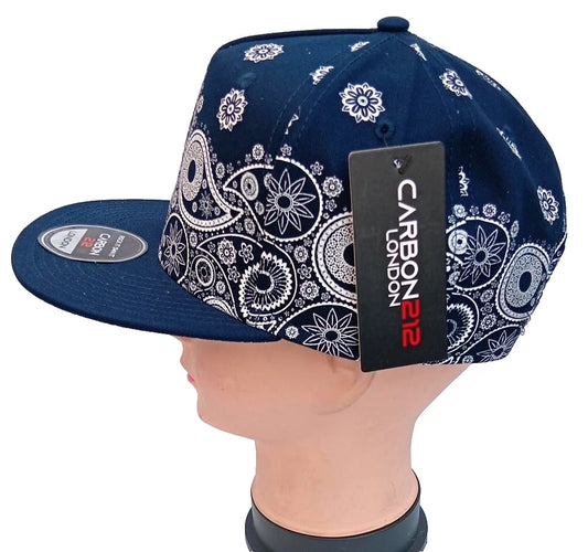 Carbon 212 London Blue Paisley Snapback Cap Flat Peak Hat One Size Unisex