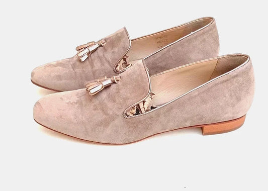 ALDO Men’s Suede Tassel Loafers Beige UK 8 EU 42 - Smart Casual Shoes