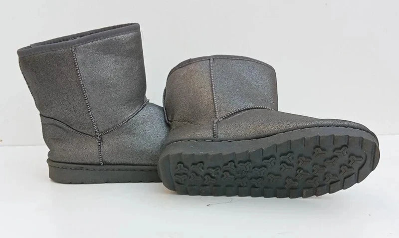 Grey Faux Fur Lined Winter Boots UK 8 EU 42 Mid Calf Warm Snow Boots