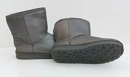 Grey Faux Fur Lined Winter Boots UK 8 EU 42 Mid Calf Warm Snow Boots
