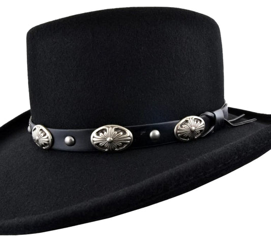 Crushable Wool Felt Gambler Hat with Buckle Band – Black | Size M 57cm | FE336