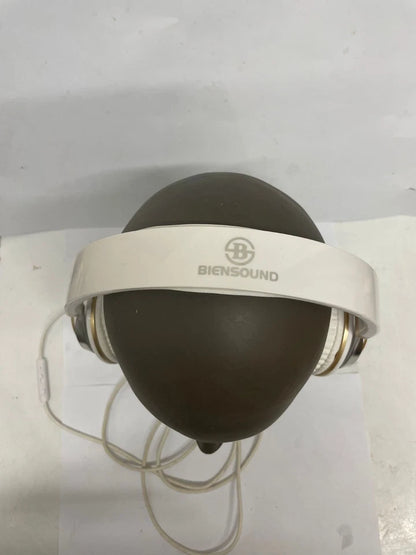 Biensound Over Ear Headphones White Gold Wired Stereo Headphones With Mic