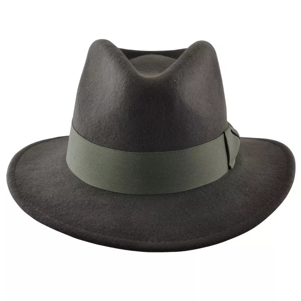 Crushable Fedora Hat with Grosgrain Band - Dark Green - Stylish & Practical X-Large - 61cm, 7 3/4