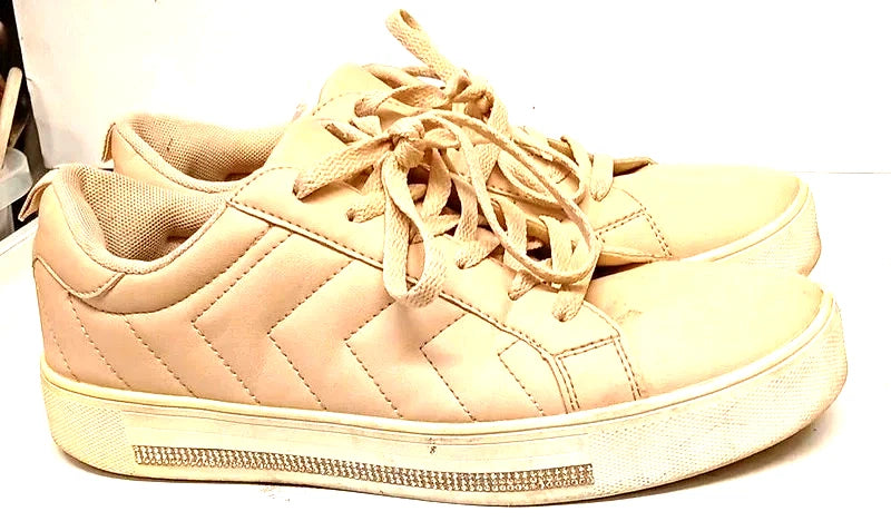 Primark Beige Trainers UK 7 / EU 40 / US 9 Women’s Lace-Up Casual Sneakers