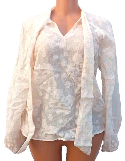 TU Cream Textured Floral Blouse Top UK 14