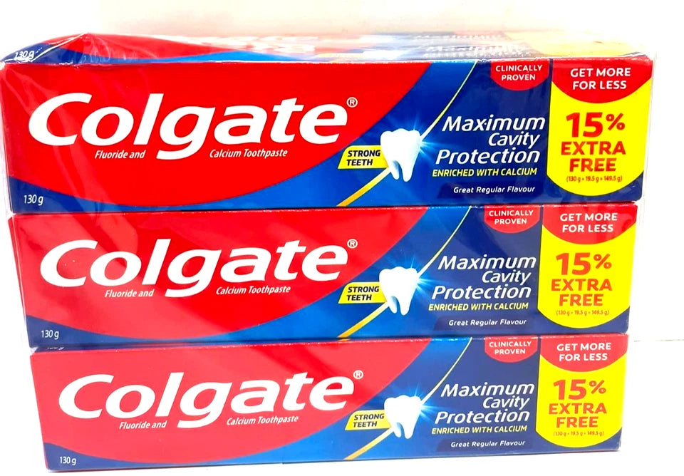 Colgate Maximum Cavity Protection Fluoride Toothpaste 130g Each - 3 Packs