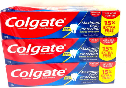 Colgate Maximum Cavity Protection Fluoride Toothpaste 130g Each - 3 Packs
