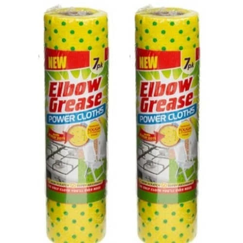 2 x Elbow Grease Power Cloths – 7 Cloths Per Roll | Super Tough & Reusable Clean