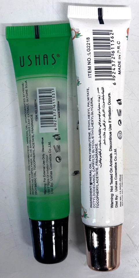 Ushas Aloe & Coconut Oil Lip Gloss Set – Hydrating Moisturising Lip Care 15g Each