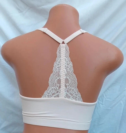 White Lace Back Sports Bra / Bralette