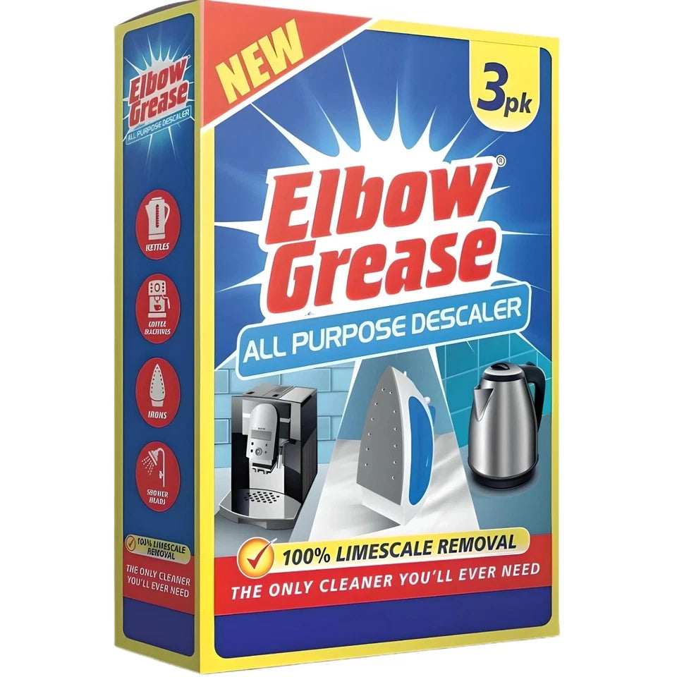 Elbow Grease All Purpose Descaler 3 Pack Sachets Limescale Remover Kettle Iron