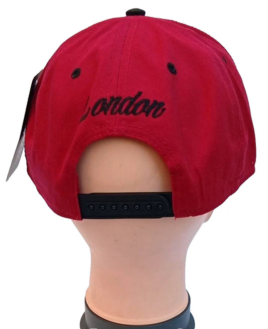 Carbon 212 London Red Black Snapback Cap Flat Peak Hat One Size Unisex