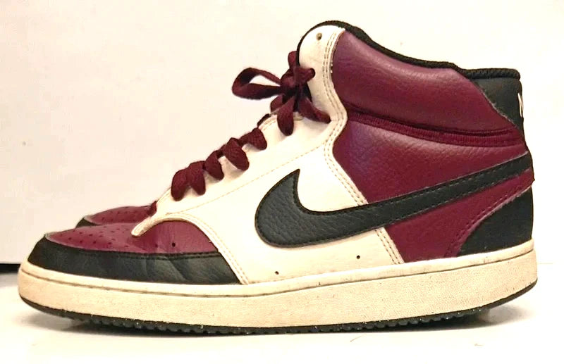 Nike Court Vision Mid Trainers Burgundy & White UK 7 / EU 41 High Top Sneakers