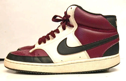 Nike Court Vision Mid Trainers Burgundy & White UK 7 / EU 41 High Top Sneakers